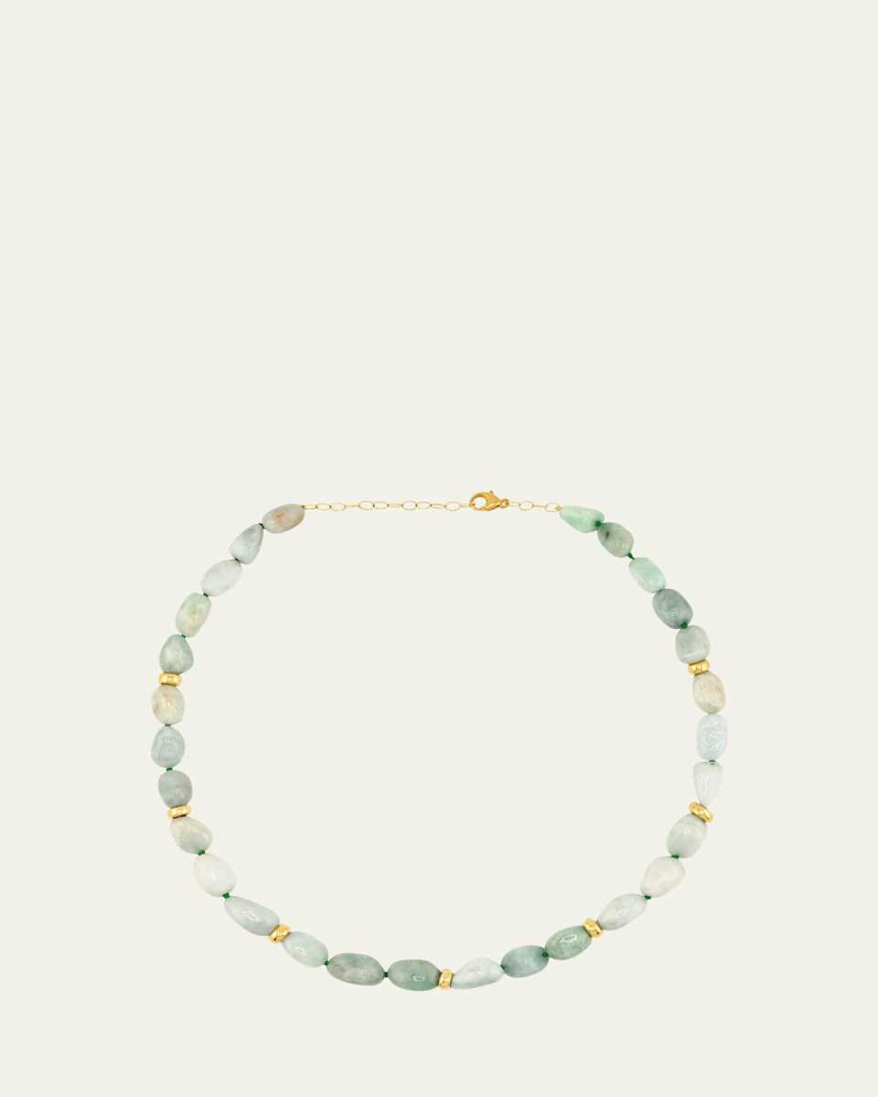 Jade Nugget Gold Bead Necklace